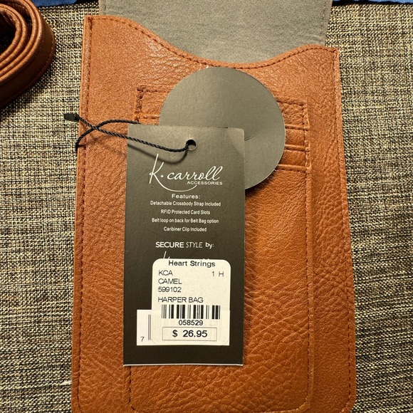 K Carroll Crossbody Phone Purse Carmel  With RFID Card Holders NWT Harper Bag - Picture 16 of 16